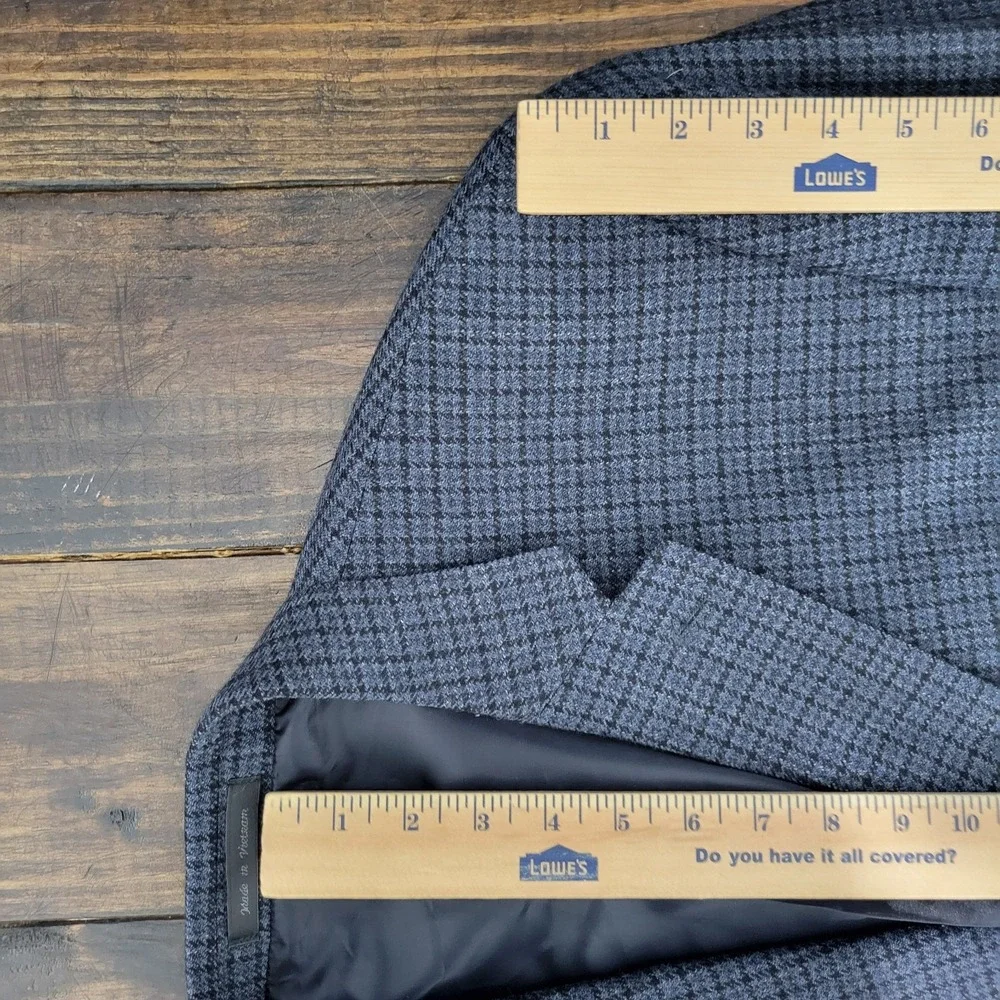 Chaps‎ Men's Sport Coat Blazer Two Button Flannel Navy Blue Wool Size 50R